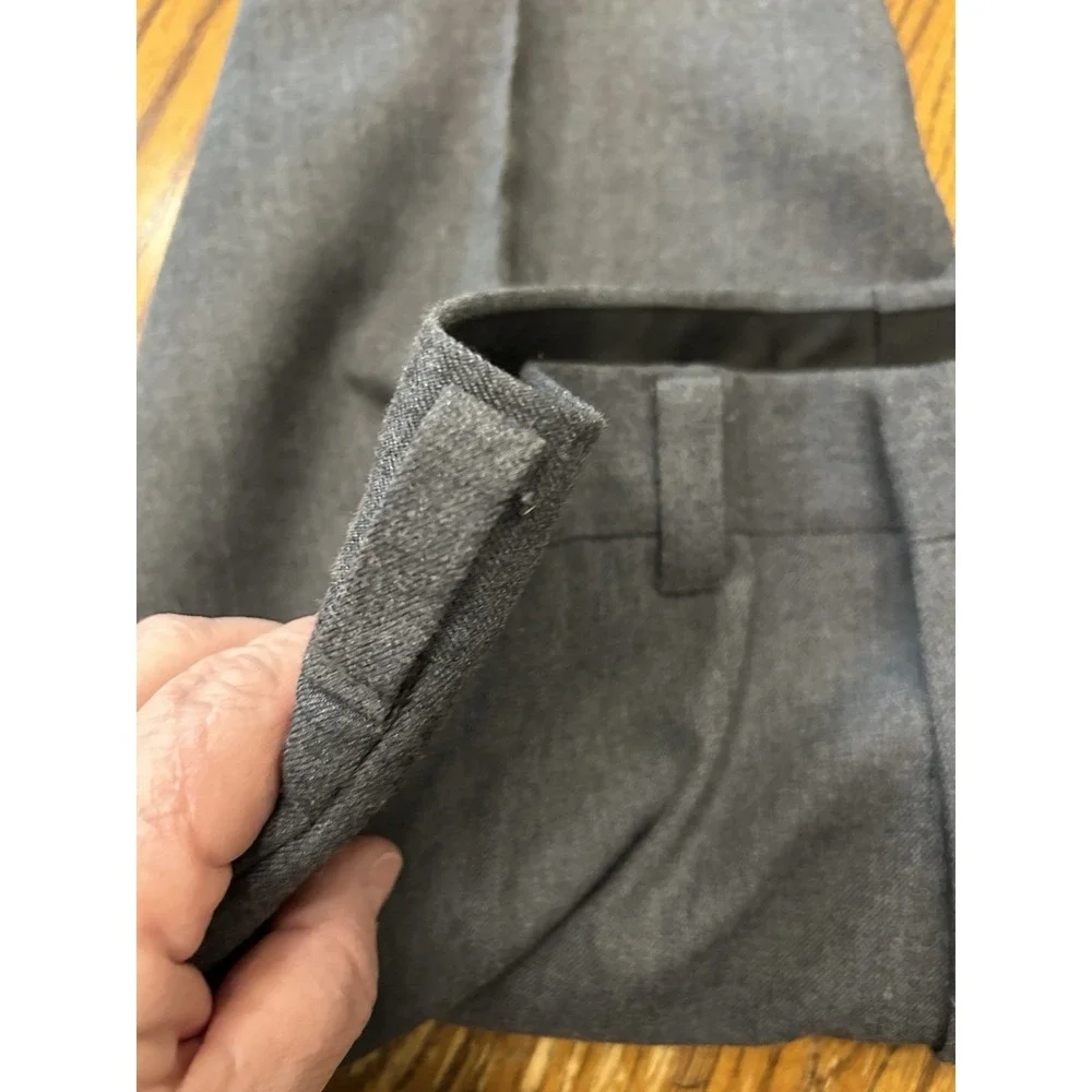 Vtg 70s Wright Gray Drop Loop Straight Wide Leg Pants Permanent Press 32X35